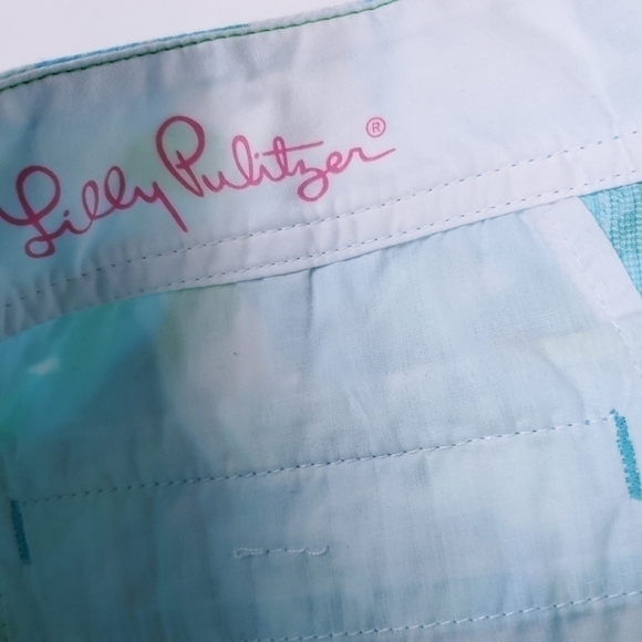 Lilly Pulitzer The Callahan Blue Lime White Floral Cotton Shorts Size 0 - Picture 10 of 16
